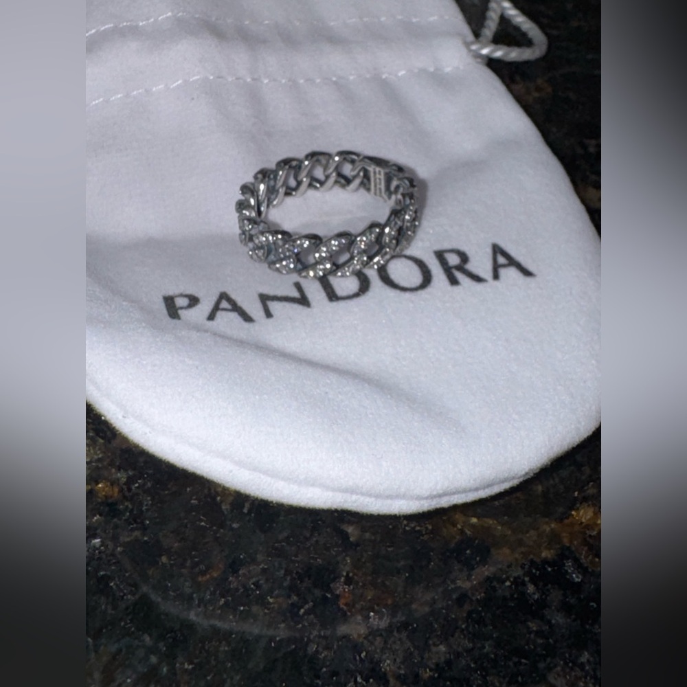 pandora pave cuban link ring size 8